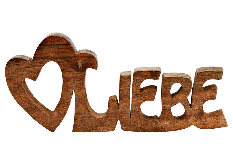 Supporto, lettering, amore, di legno di mango marrone (w/h/d) 33x15x3cm