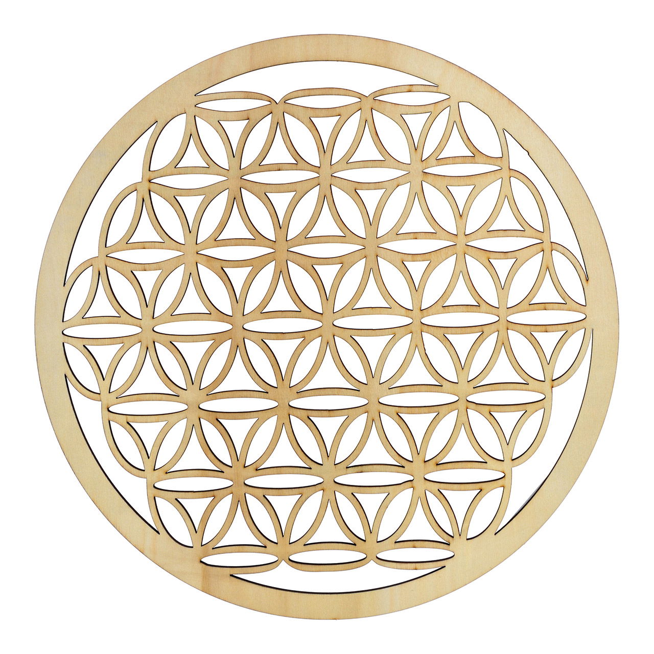 Wall hanger Flower of life decor made of wood, natural (W/H) 30x30cm