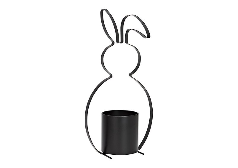 Cachepot Bunny nero in metallo (L/H/D) 25x48x12cm