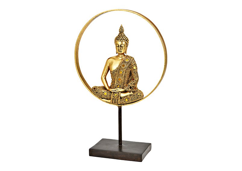 Stand Buddha made of poly gold (W/H/D) 26x40x11cm