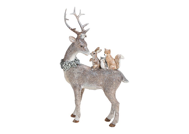 Deer poly grey, 16x26x5cm