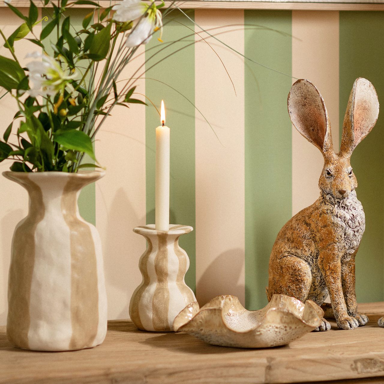 Vaas van keramiek, beige (B/H/D) 15x26x15cm Krug, Töpferei, Vase