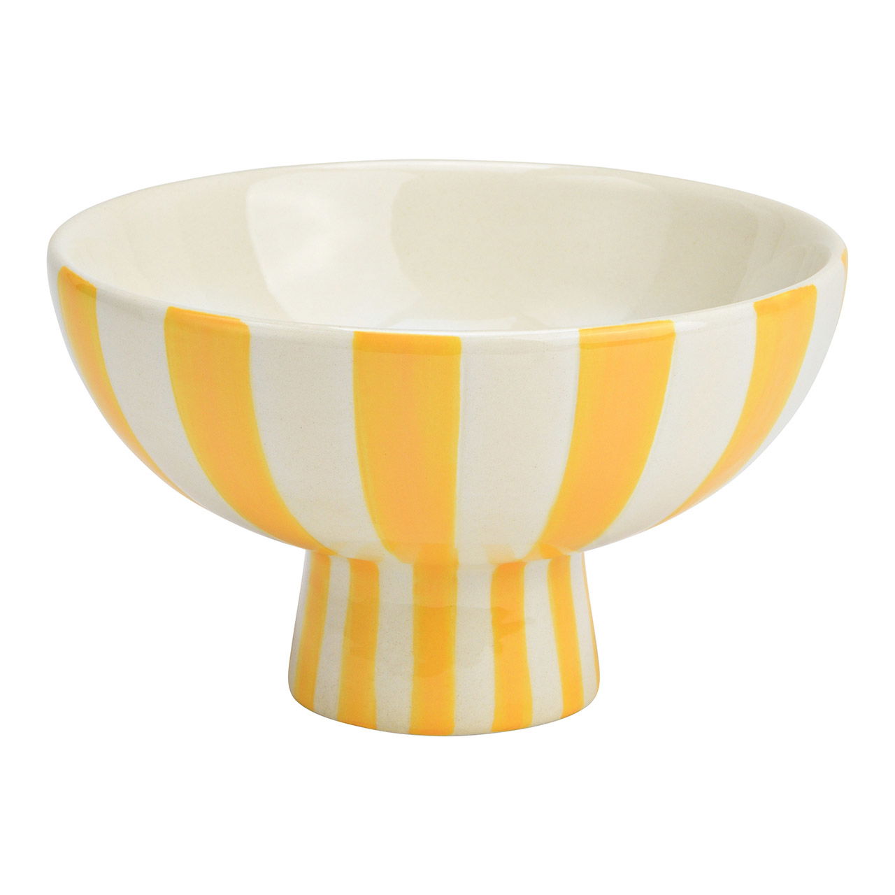 Coupe décorative rayée en céramique, jaune/blanc (L/H/P) 17x10x17cm