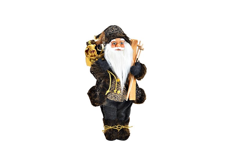 Papá Noel, textil, plástico Negro, dorado (c/h/d) 24x46x20cm