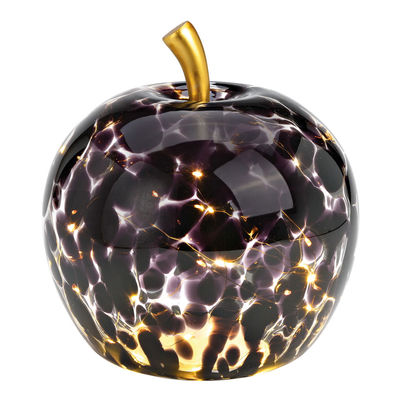 Apple with 30 LEDs with 6/18 timer made of black glass (W/H/D) 22x24x22cm