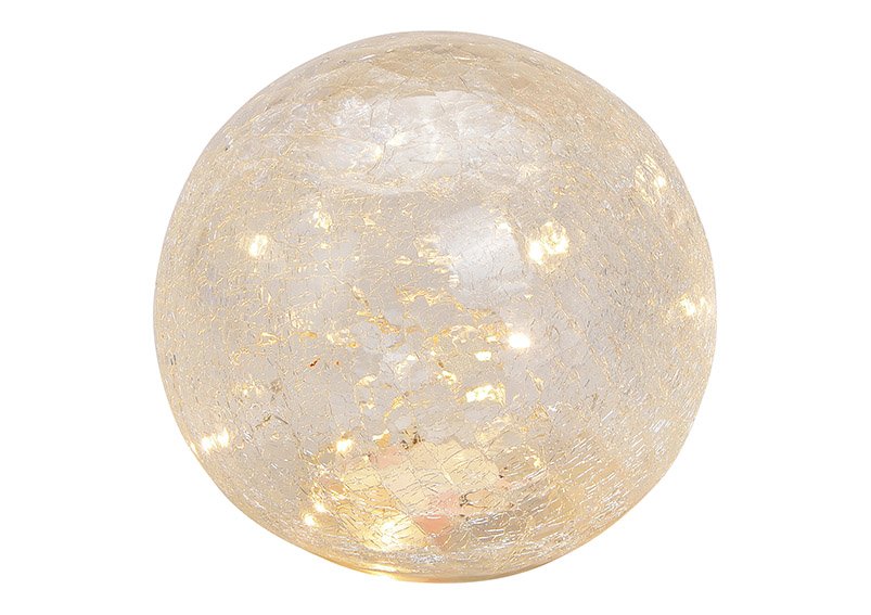 Boule lumineuse avec 15 LED, avec minuterie en verre Transparent Ø15cm