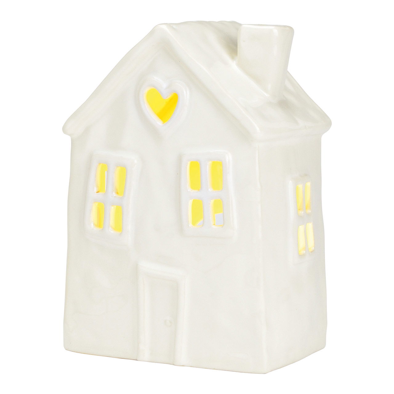 Maison lumineuse en faïence, blanc (L/H/P) 12x18x9cm Kunst, Porzellan, Töpferei, Medikamente, Pille