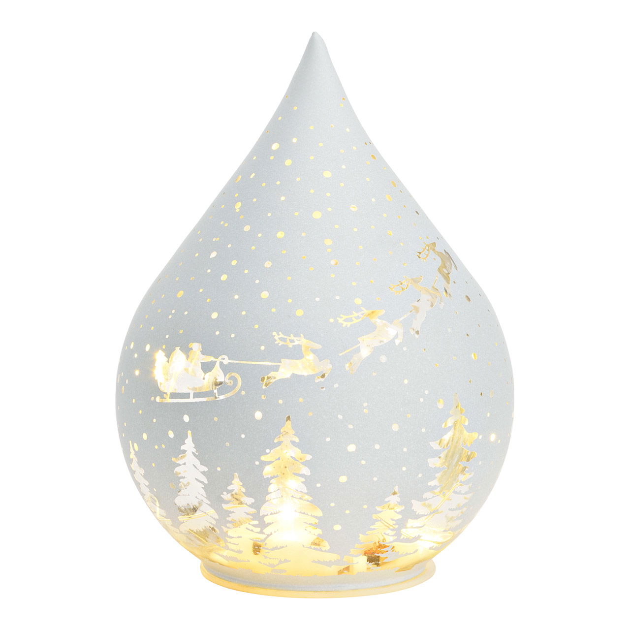 Kerstfiguur druppelvormig met LED gemaakt van glas, wit (B/H/D) 11x16x11cm Werking op batterijen 3xAA niet inbegrepen Kerstfiguur druppelvormig met LED gemaakt van glas, wit (B/H/D) 11x16x11cm Werking op batterijen 3xAA niet inbegrepen