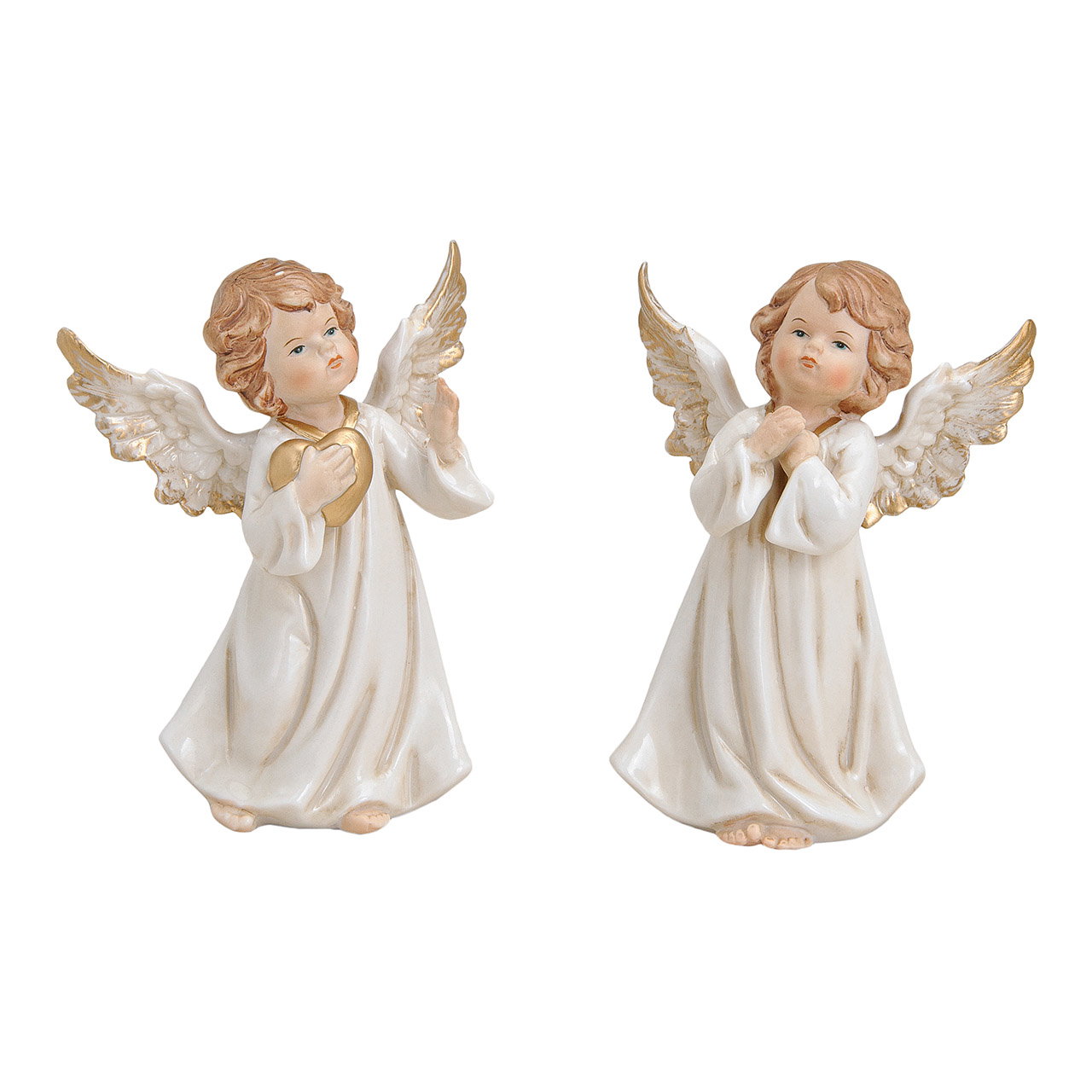 Ángel de porcelana, 2 colores surtidos, A9 x P7 x A15 cm Engel, Figur, Weiß, Flügel, Kunststofffigur