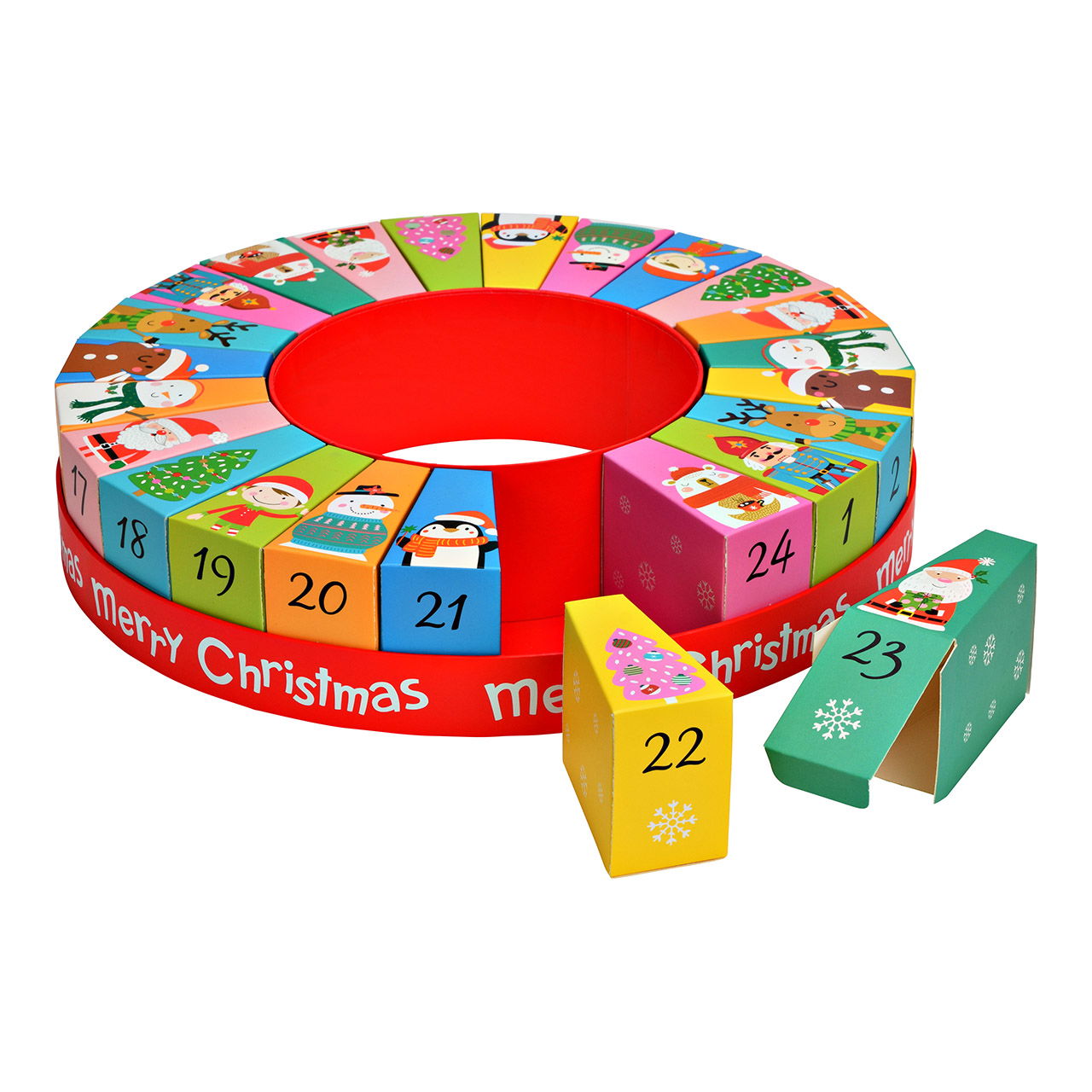 Adventskalender Weihnachts Dekor aus Papier/Pappe, Bunt (B/H/T) 31x6x31cm Adventskalender Weihnachts Dekor aus Papier/Pappe, Bunt (B/H/T) 31x6x31cm