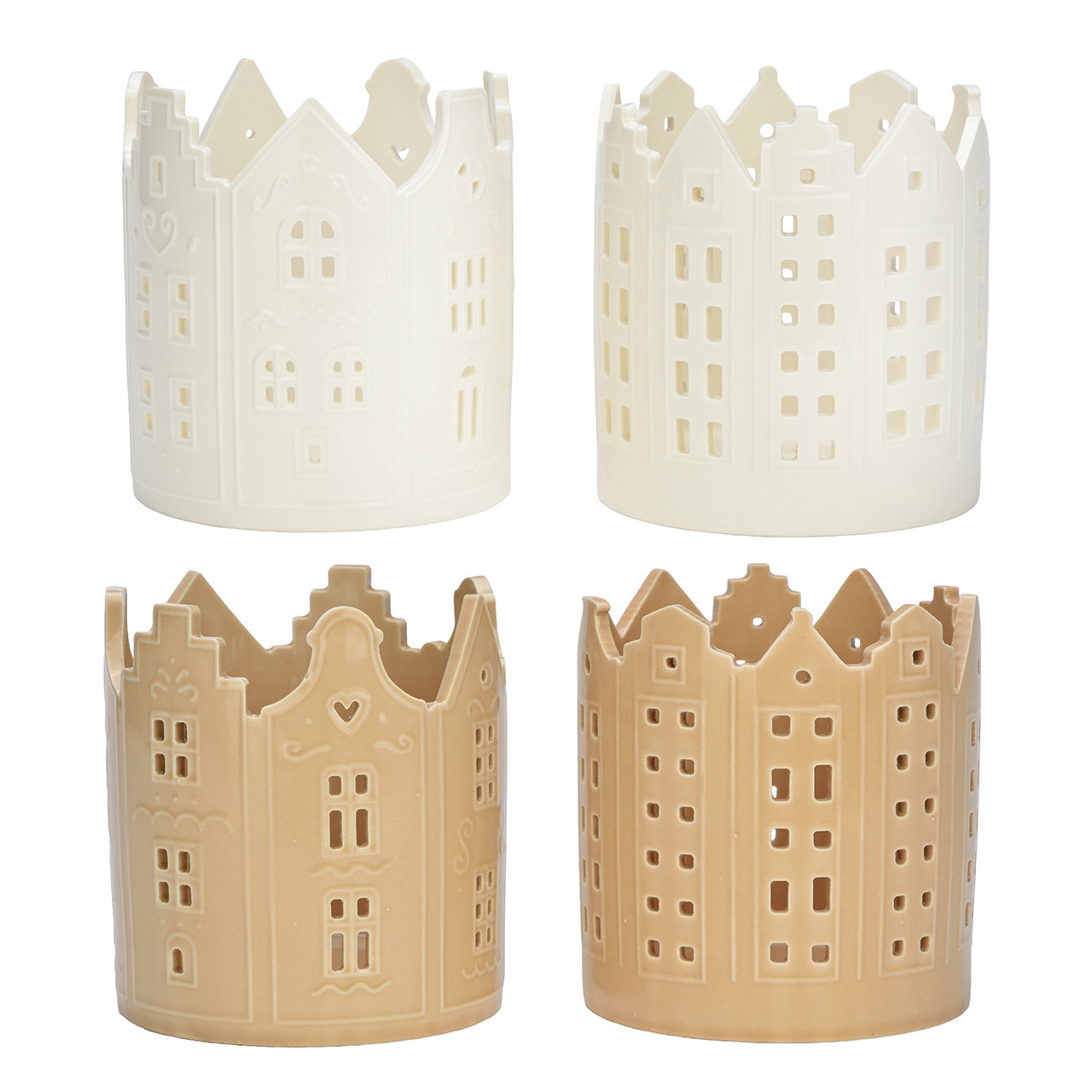 Porzellan, Keramik, Stadtmuster, Säulen-Design, Heller Rosé/Beige