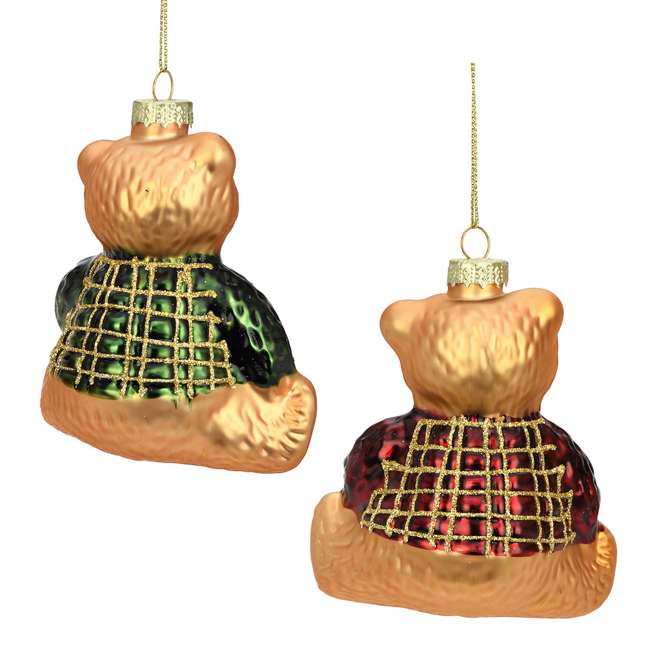 Pendentif de Noël Ours en verre rouge 2 fois assorti (L/H/P) 9x10x6cm Zubehor, Ohrring, Schmuck, Teddybär, Spielzeug