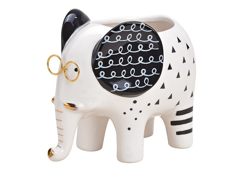 Maceta elefante cerámica blanca (c/h/d) 16x13x11cm