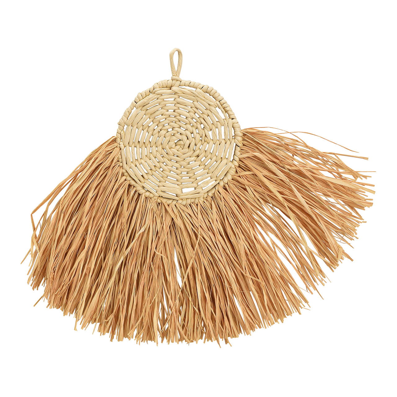 Wall hanger made of raffia/metal, natural (W/H/D) 60x40x1cm