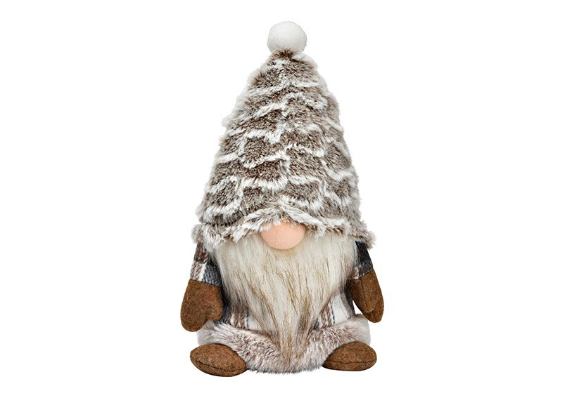 Gnome from textile gray, beige (W/H/D) 14x24x11cm