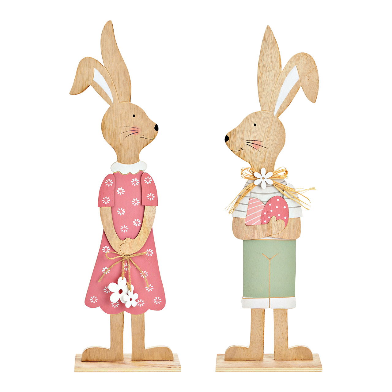 Aufsteller Hase, Mädchen und Junge aus Holz natur 2-fach, (B/H/T) 18x58x7cm Aufsteller Hase, Mädchen und Junge aus Holz natur 2-fach, (B/H/T) 18x58x7cm