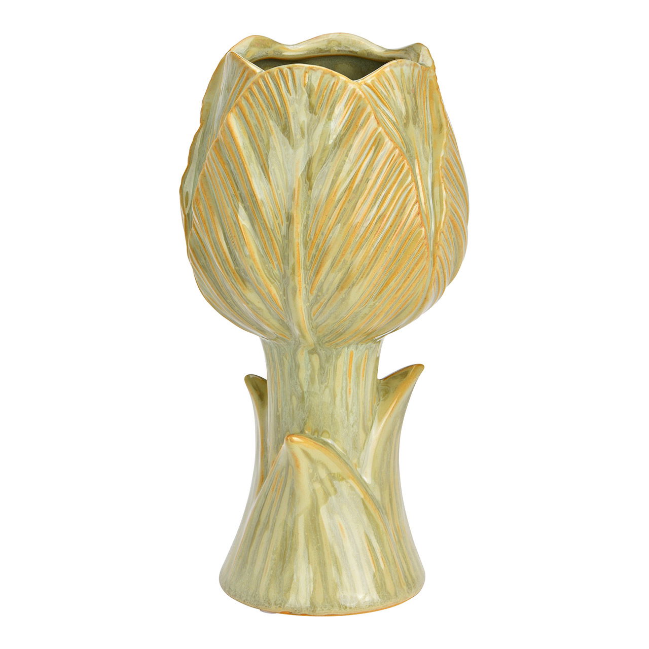 Vase en céramique, vert (L/H/P) 10x20x10cm Töpferei, Krug, Glas, Kelch, Vase