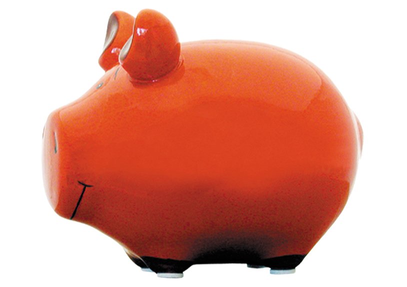 Hucha KCG cerdo pequeño, cerámica roja (A/A/P) 12,5x9x9cm