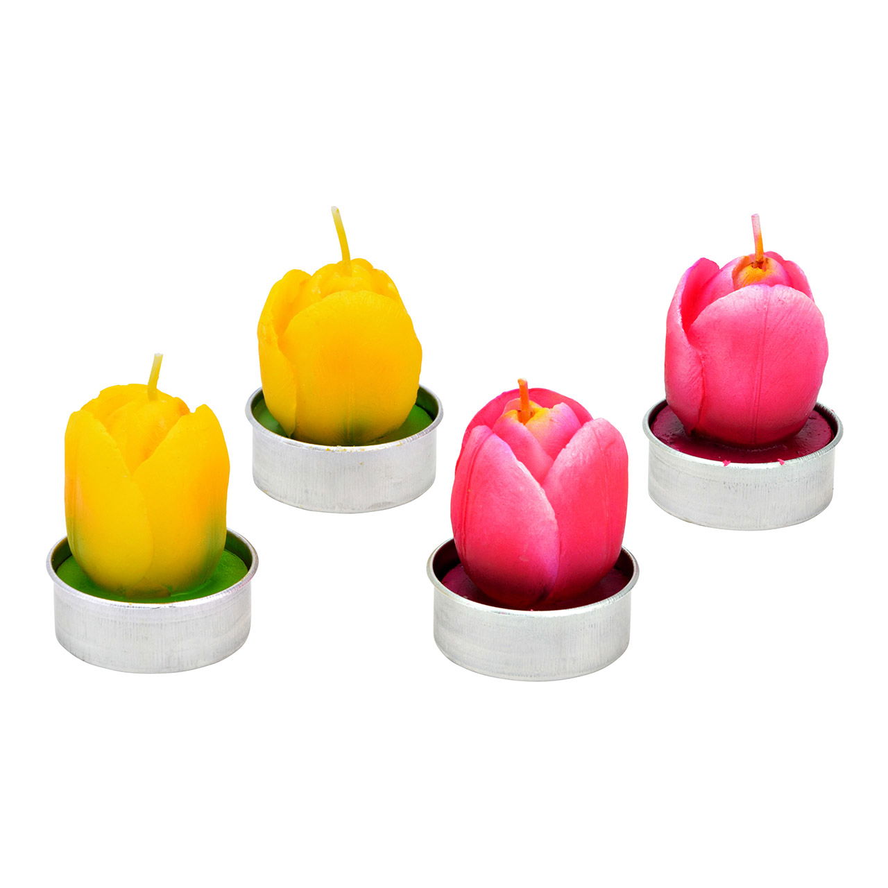 Tulipano tea light 4x6x4cm, set di 6, in cera, giallo, doppio, (L/H/D) 14x8x9cm