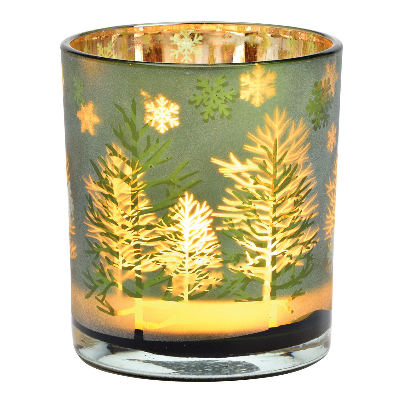 Luce del vento decorazione foresta invernale, in vetro verde (L/H/D) 9x10x9cm Luce del vento decorazione foresta invernale, in vetro verde (L/H/D) 9x10x9cm