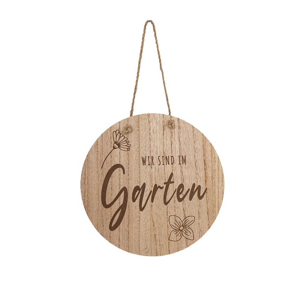 Schild rund Garten zum Hängen, Holz, 20x1,3x20/32cm, 1 Stck, natur Holz, Zubehör, Tasche, Handtasche, Reifen