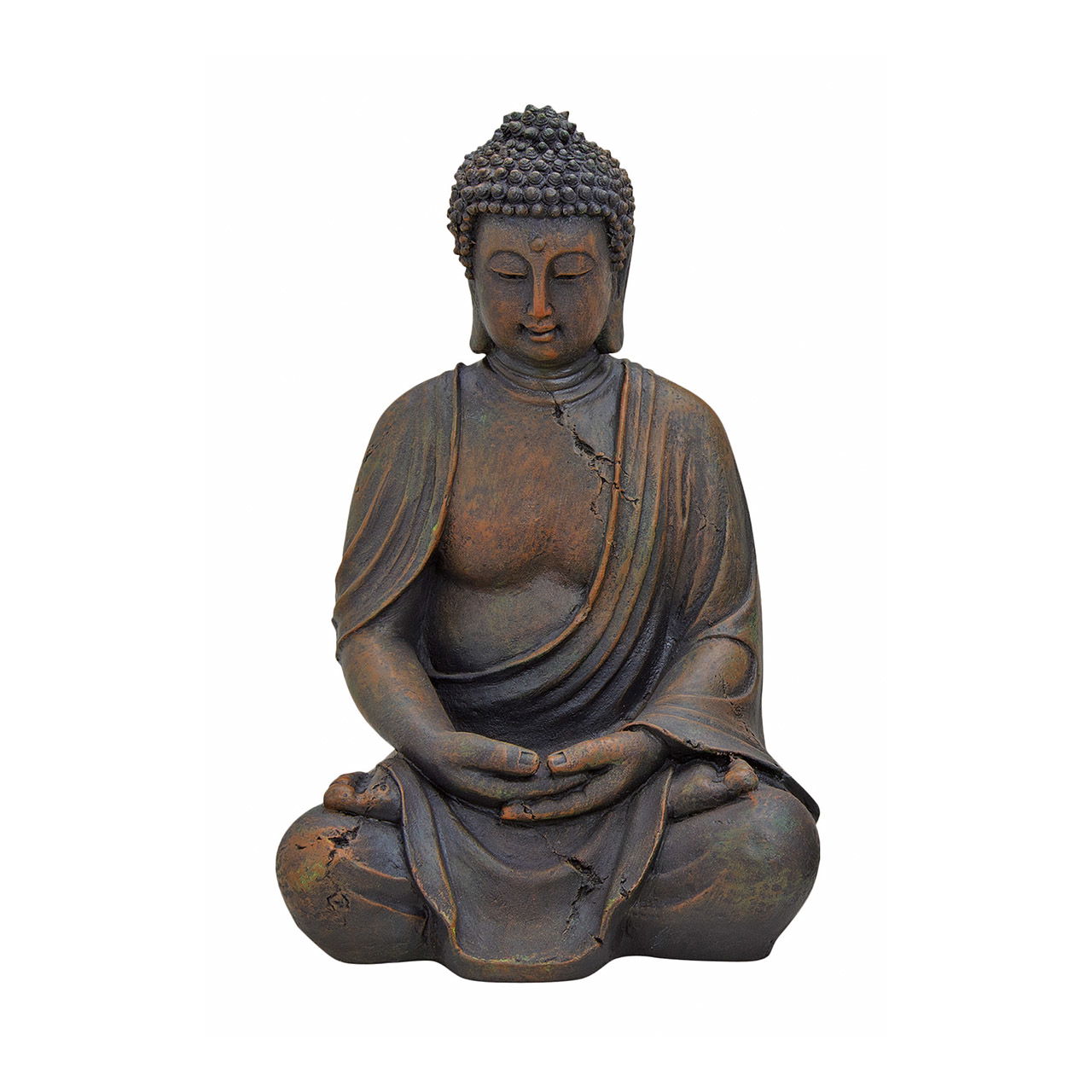 Buddha sitzend in braun aus Poly, 30 cm