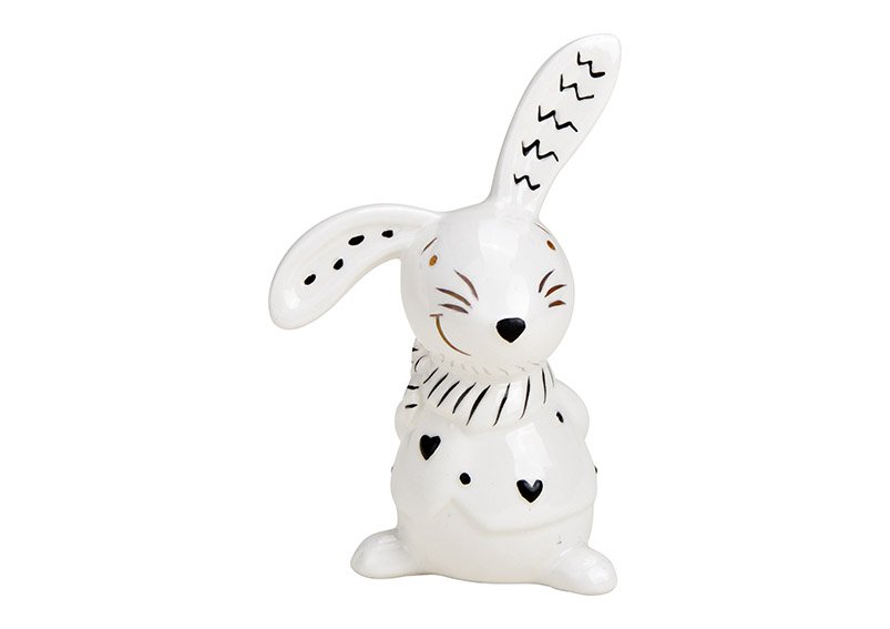 Conejo, cerámica blanca (c/h/d) 6x10x4cm
