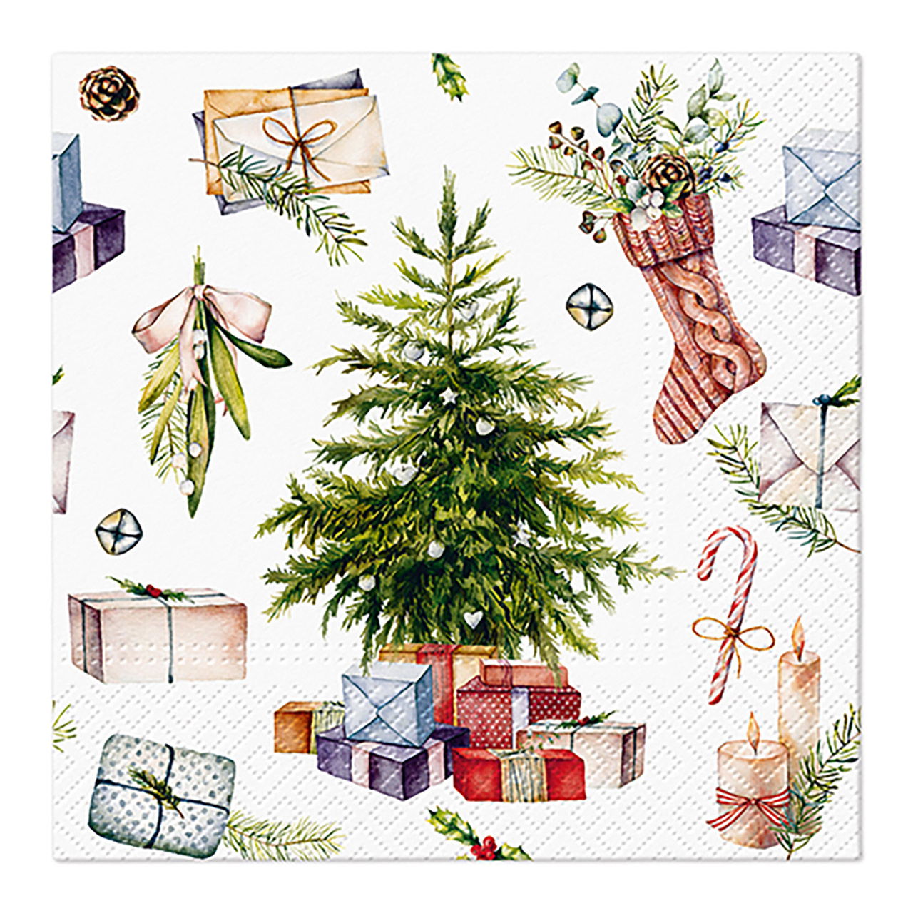 Serviette de table décor sapin en papier/carton décor, 3 plis, paquet de 20, multicolore (L/H) 33x33cm Serviette de table décor sapin en papier/carton décor, 3 plis, paquet de 20, multicolore (L/H) 33x33cm