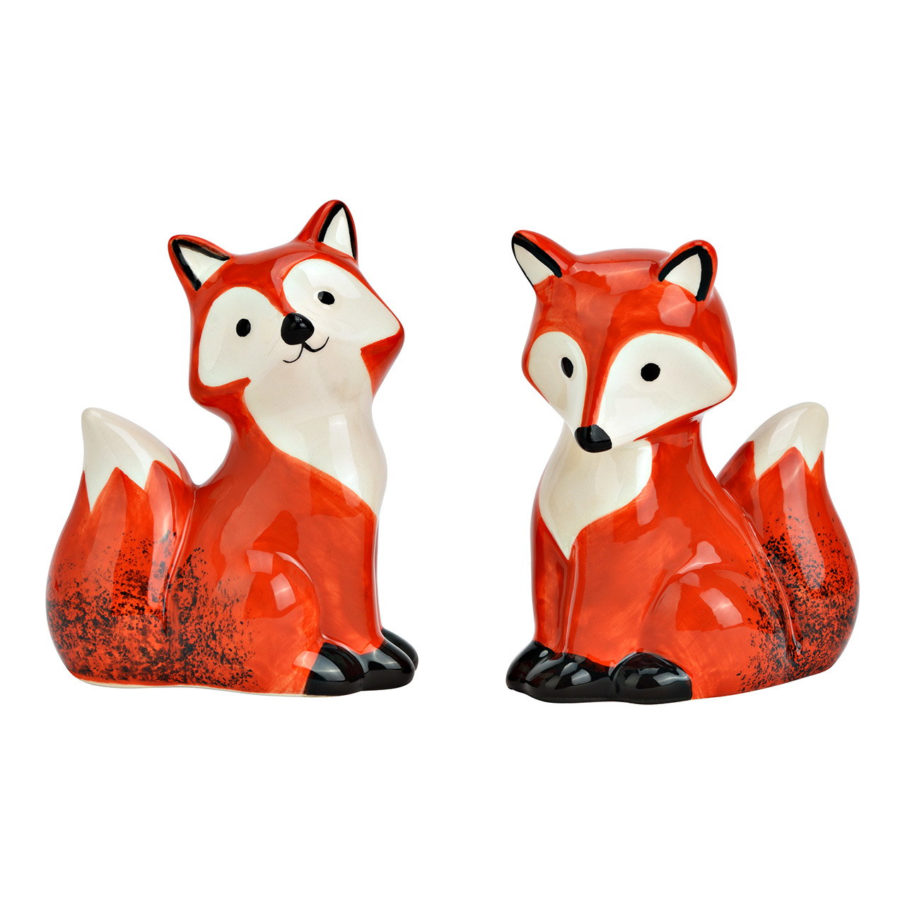 Renard en céramique, 2 fois, orange (L/H/P) 9x12x6cm Renard en céramique, 2 fois, orange (L/H/P) 9x12x6cm
