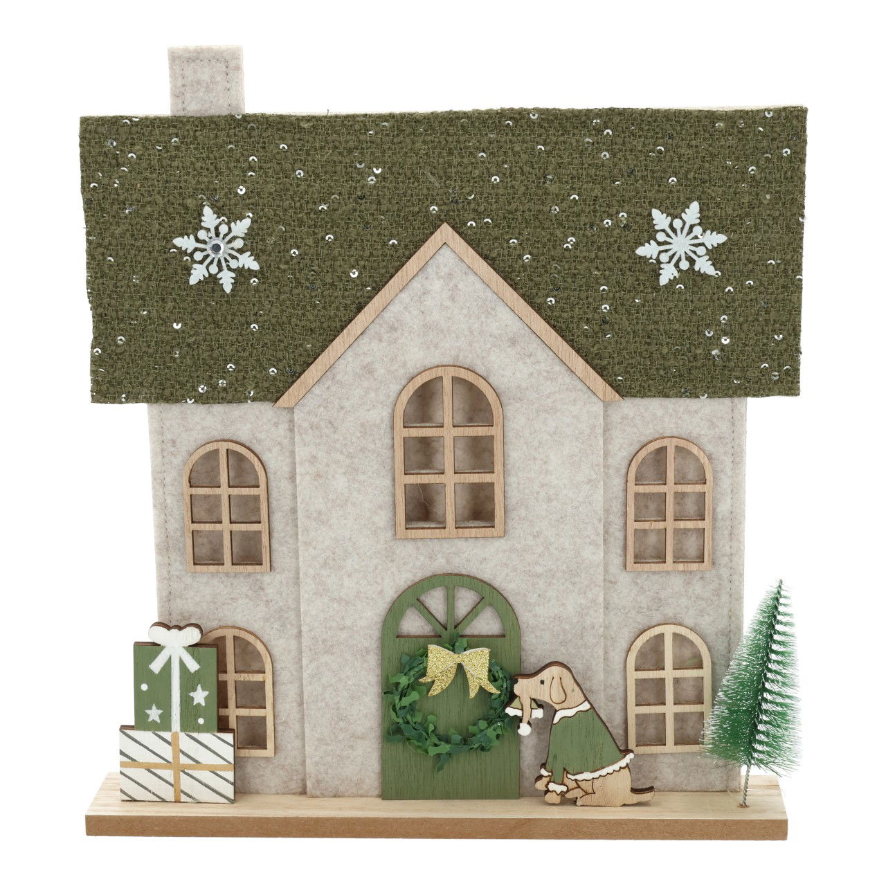 Maison de Noël en feutre vert (L/H/P) 28x29x5cm Gebäude, Hütte, Haus, Wohnen, Person