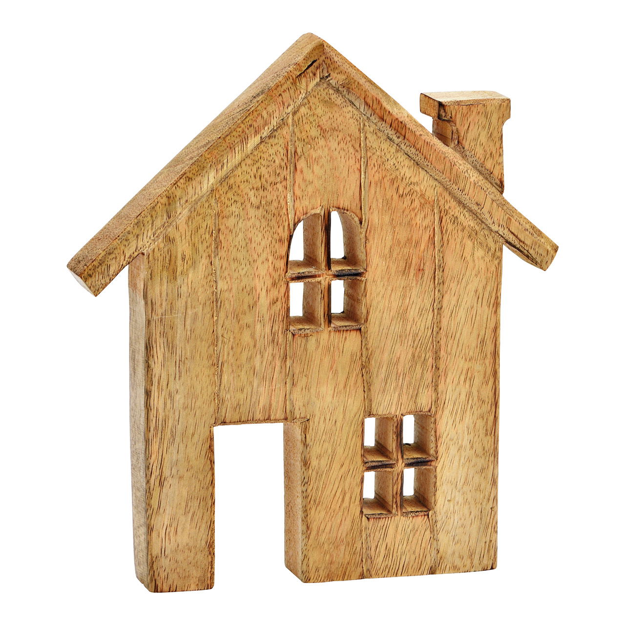 Stand house mango wood natural (W/H/D) 18x20x2cm