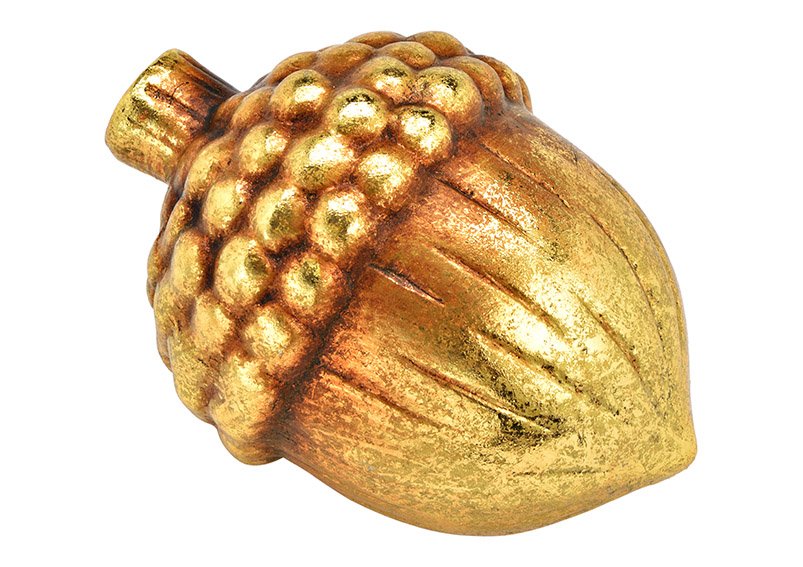 Clay acorn nut gold (W/H/D) 9x12x9cm
