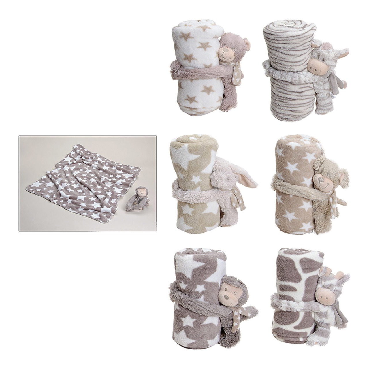 Person, Babydecke, Fleece, Sternenmuster, Kuscheltier, Beige