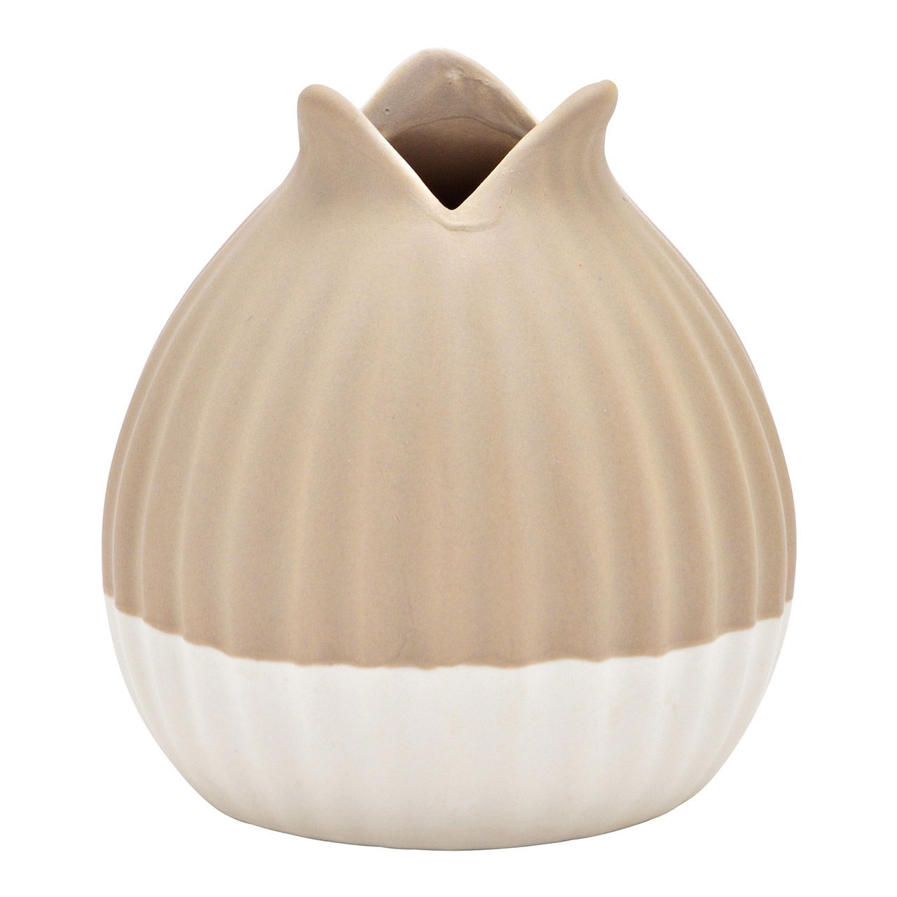 Vase en céramique beige, blanc (L/H/P) 10x10x10cm