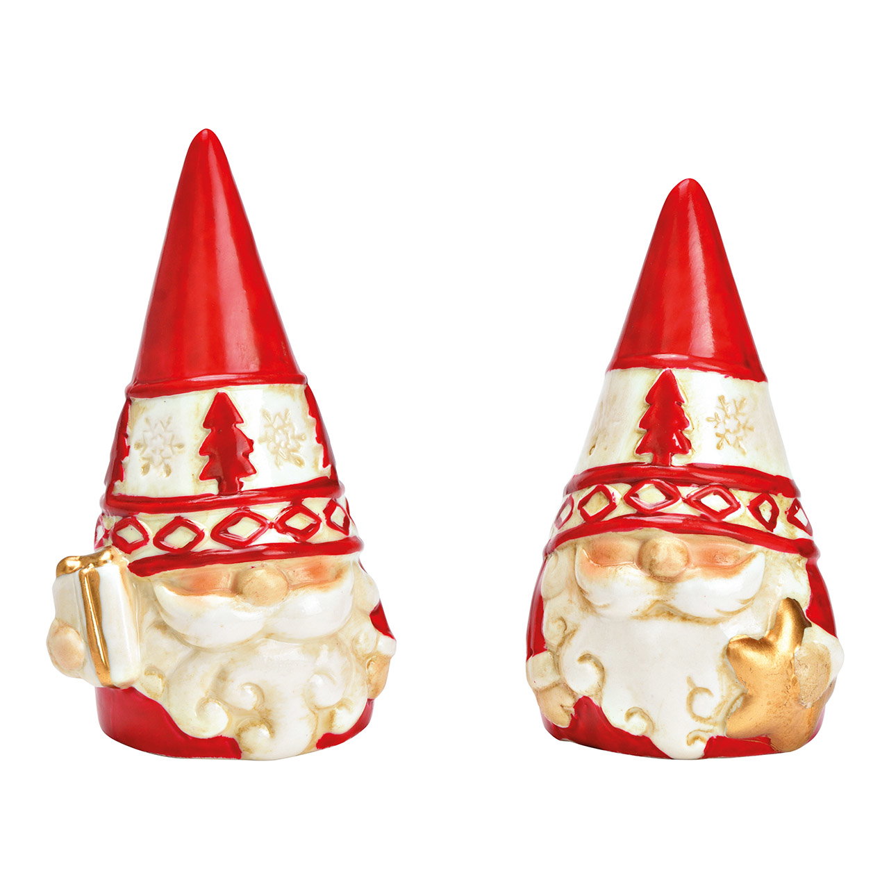 Père Noël en porcelaine rouge 2 fois, (L/H/P) 6x11x6cm Père Noël en porcelaine rouge 2 fois, (L/H/P) 6x11x6cm