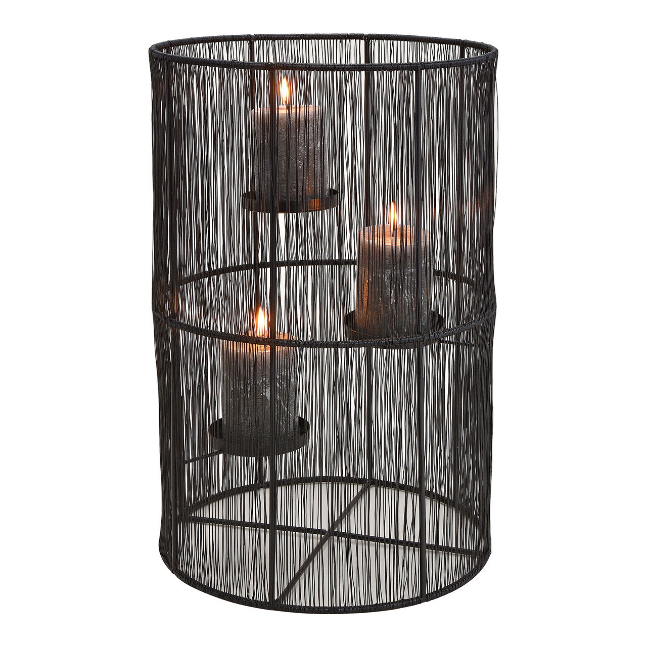 Portavelas para 3 velas de metal negro (A/H/D) 30x45x30cm