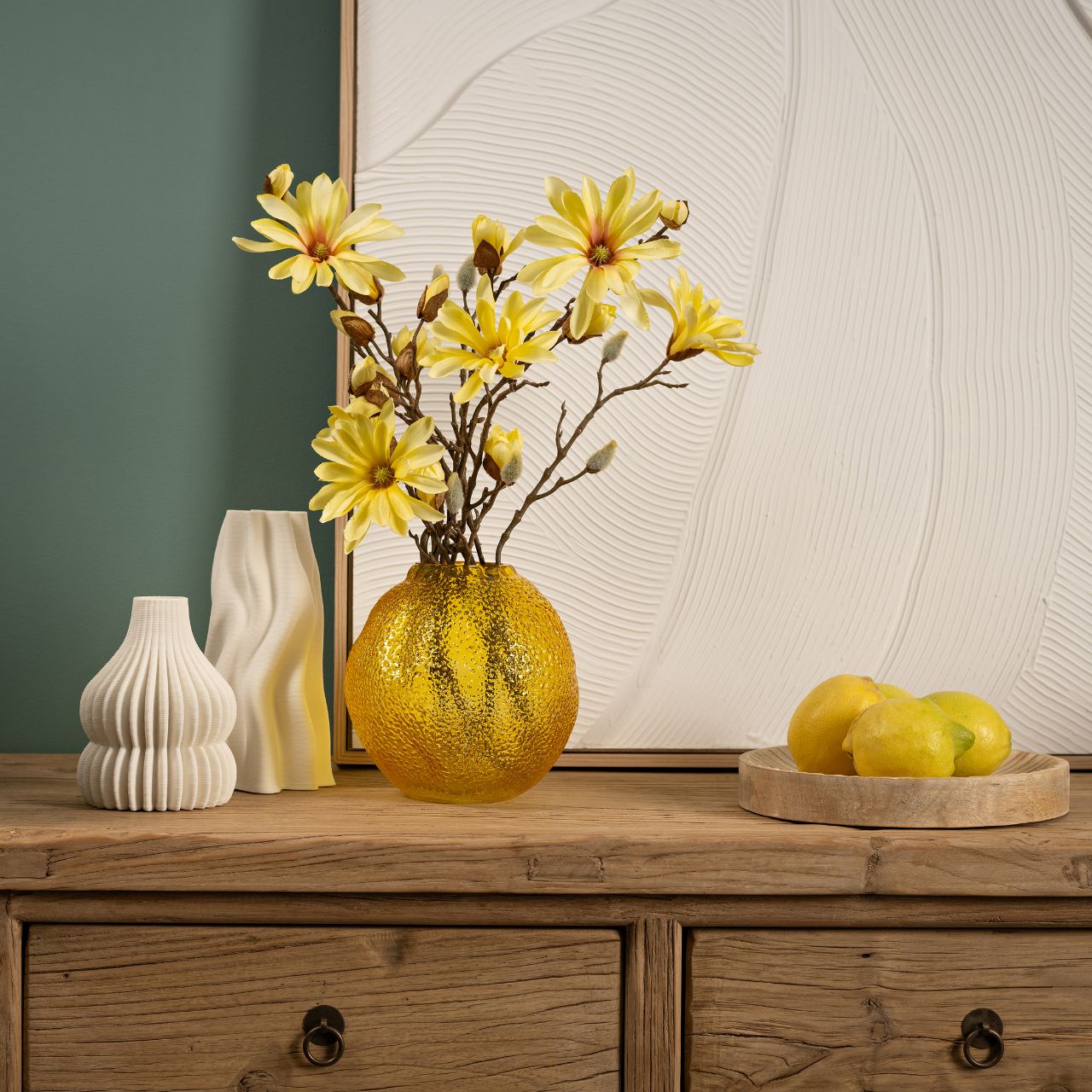 3D printed ceramic vase, white (W/H/D) 12x22x10cm for dried flowers only