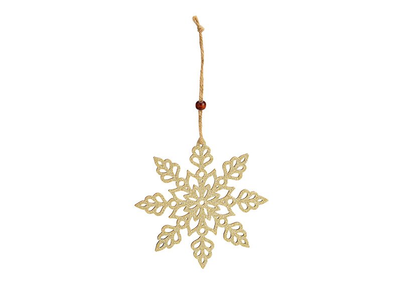 Hanger snowflake of wood natural (W/H) 13x13cm