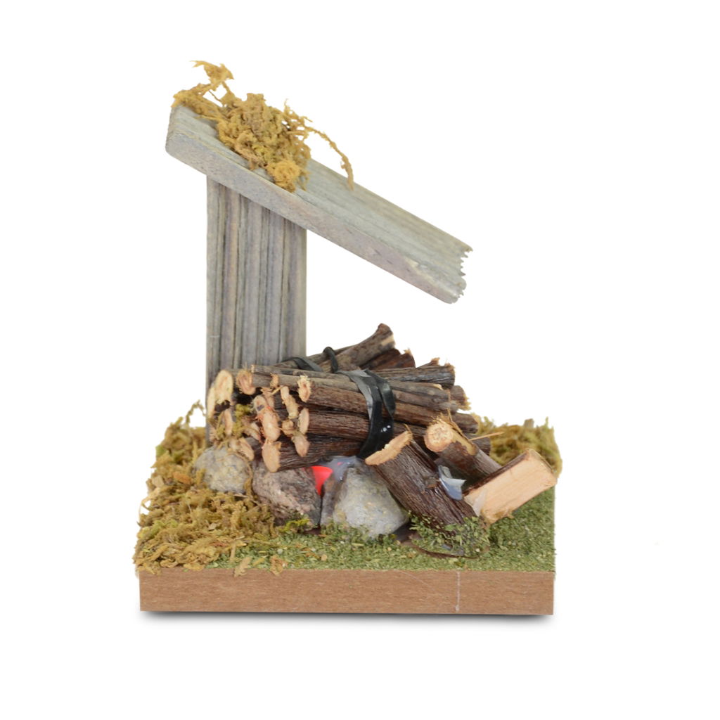 Houten kampvuur met luifel LED (2x  Holz, Treibholz