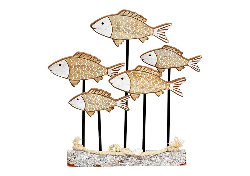 Stand fishes wood natural (W/H/D) 22x22x4cm