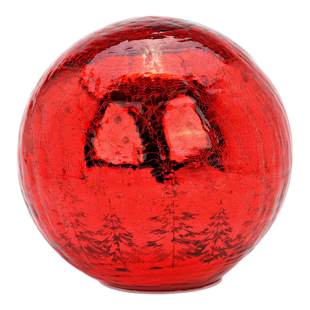 LED Kugel Crackle mit Timer Funktion aus Glas, Rot (B/H/T) 20x19x20cm (exkl. 3xAA) | 10044529