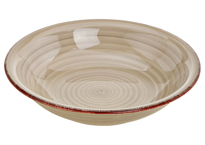Stoneware bowl beige (W/H/D) 21x4x21cm