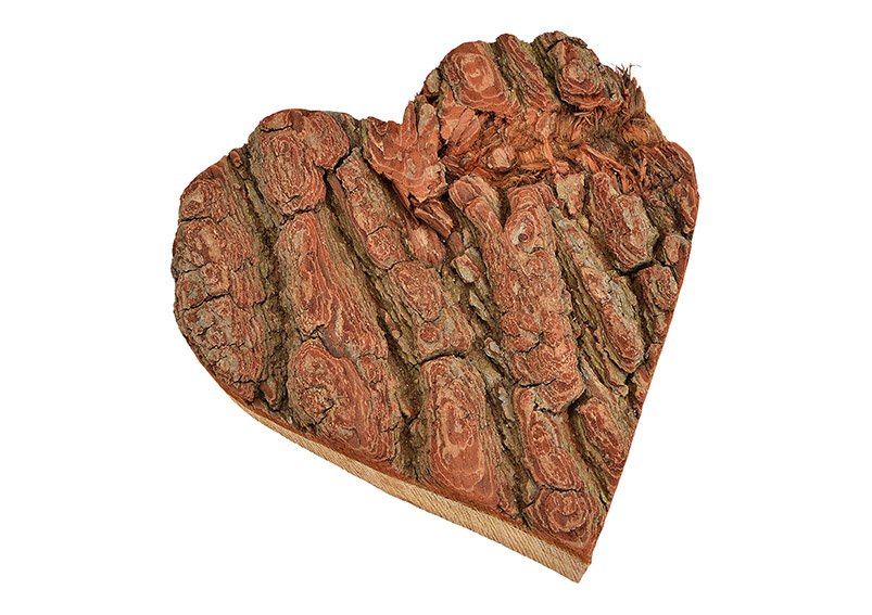 Heart, wooden bark, nature colour, (h) 2cm ø20cm