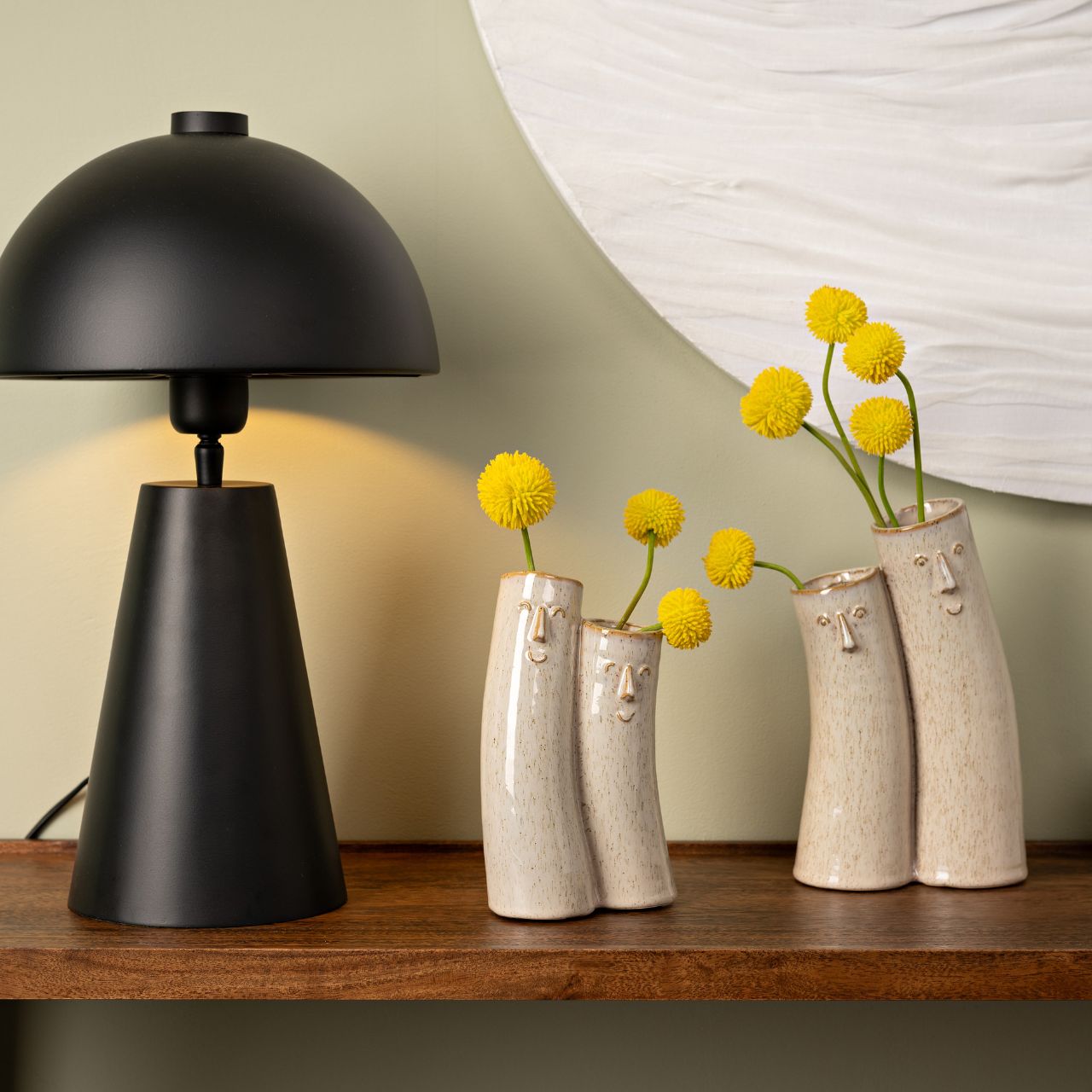 Ceramic couples vase, beige (W/H/D) 13x22x7cm Ceramic couples vase, beige (W/H/D) 13x22x7cm