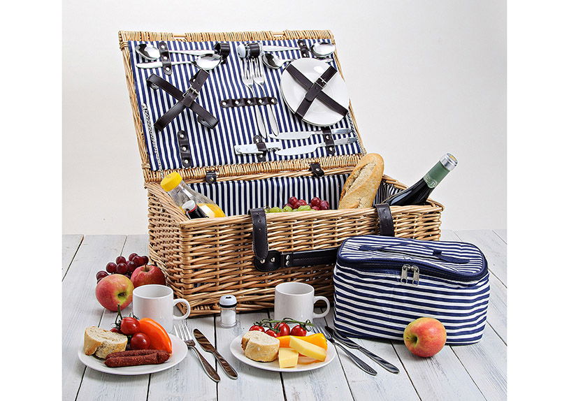 Cestino da picnic per 4 persone in salice, 25 pezzi, L54 x P37 x H21 cm