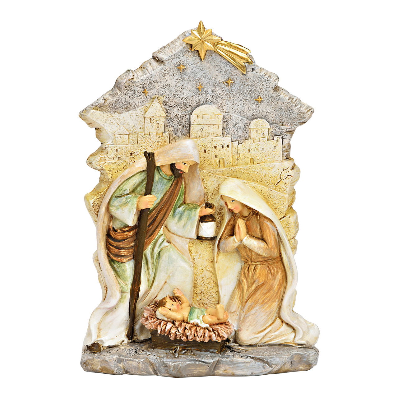 Presepe in roccia in polietilene colorato (L/H/D) 16x23x6cm