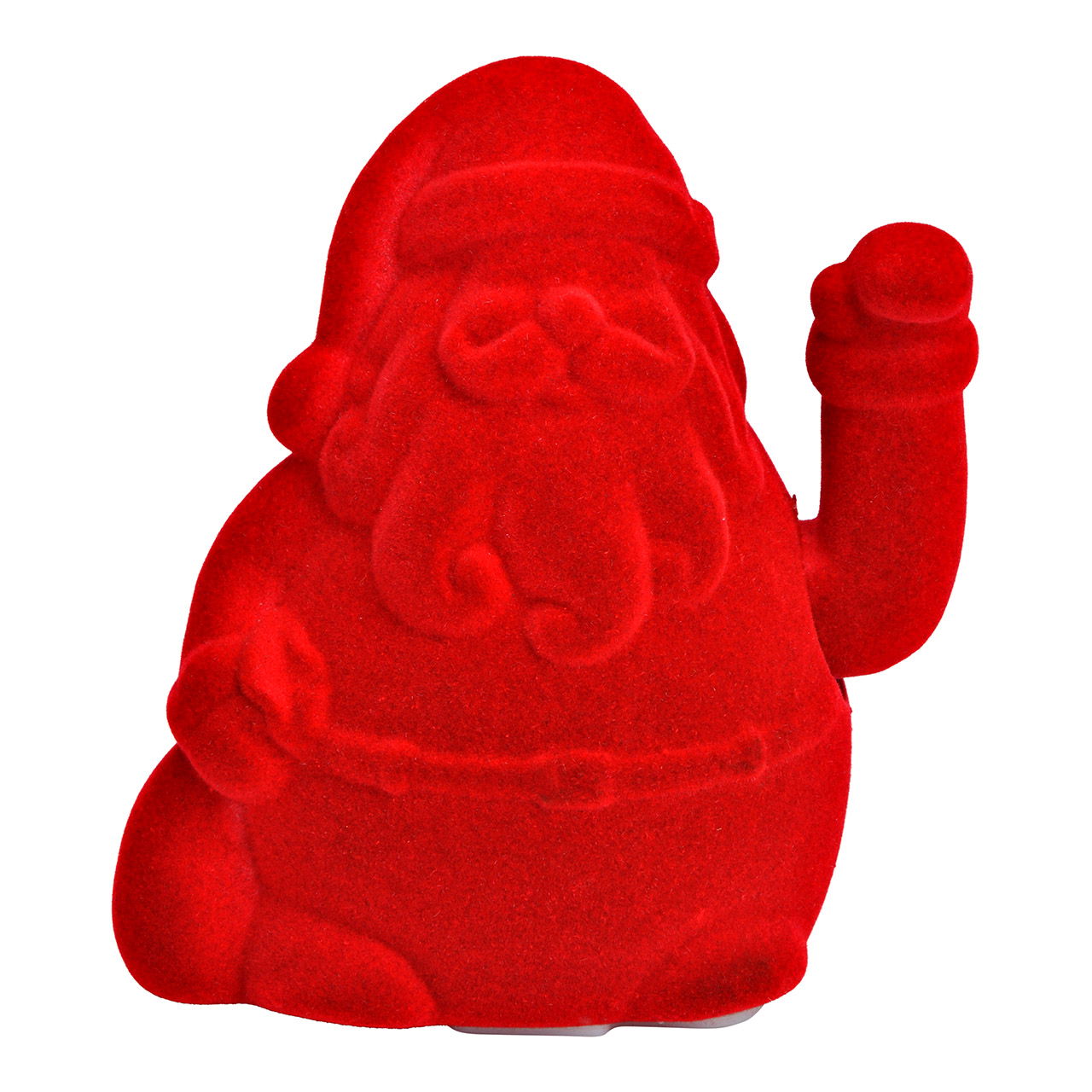 Winke-Weihnachtsmann beflockt aus Kunststoff, Rot (B/H/T) 14x15x10cm (exkl. 1xAA)