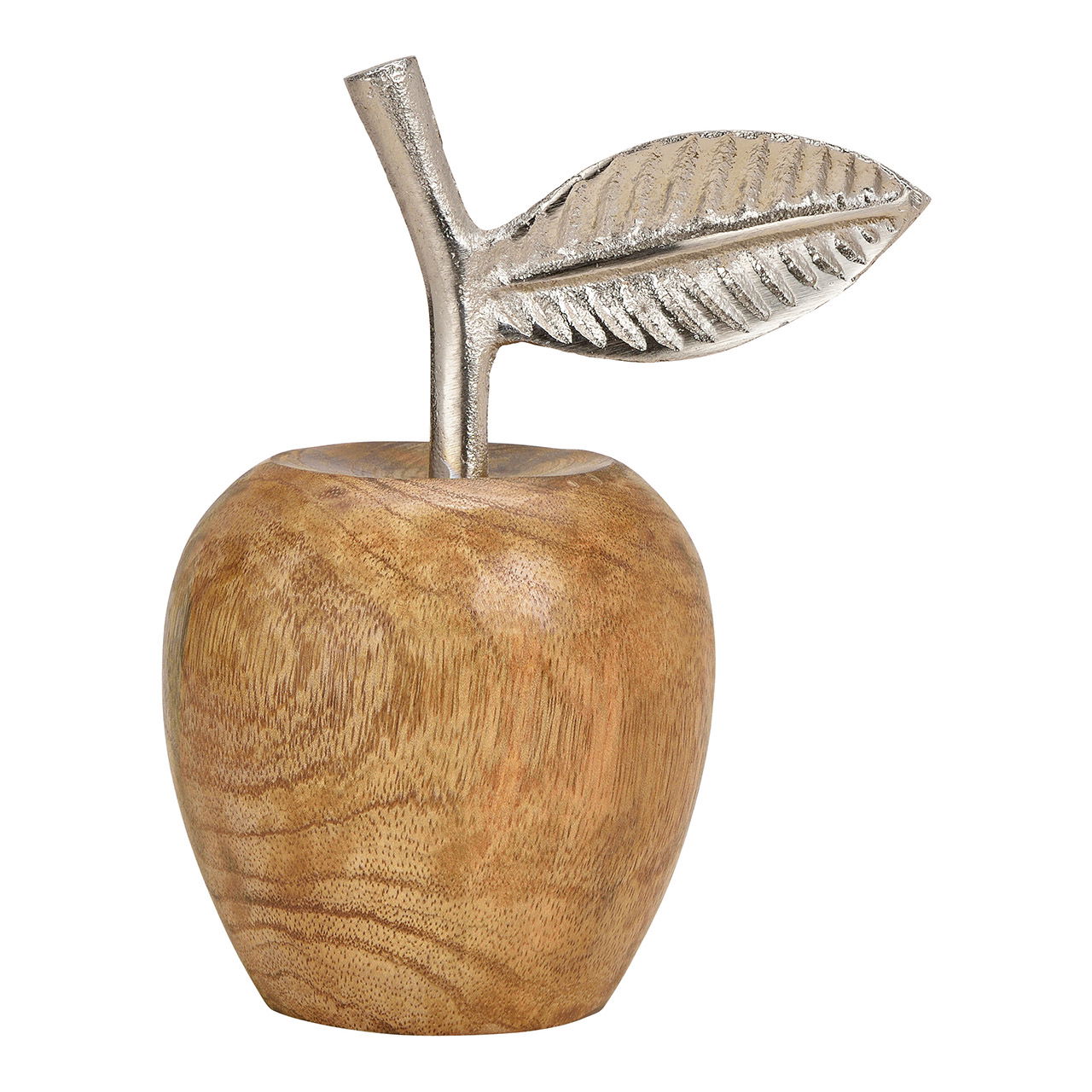 Apfel aus Mangoholz, Metall Braun (B/H/T) 12x15x8cm