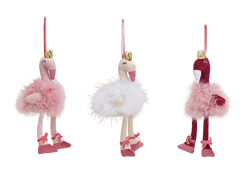 Hanger flamingo textile bordeaux/pink/white 3-asst. 12x23x7cm