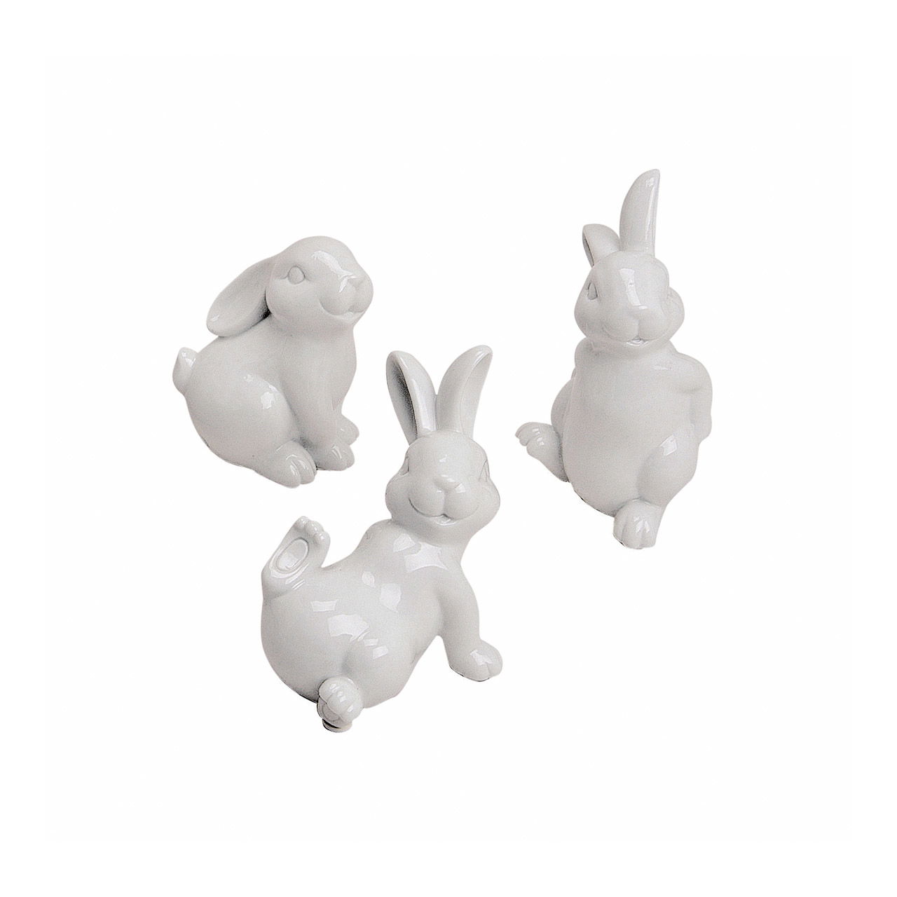 Lapin en porcelaine blanche, assorti, 10-15 cm